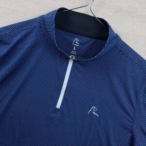 Rhoback Quarter Zip Pullover Mens Large Blue Houndstooth Performance Shirt